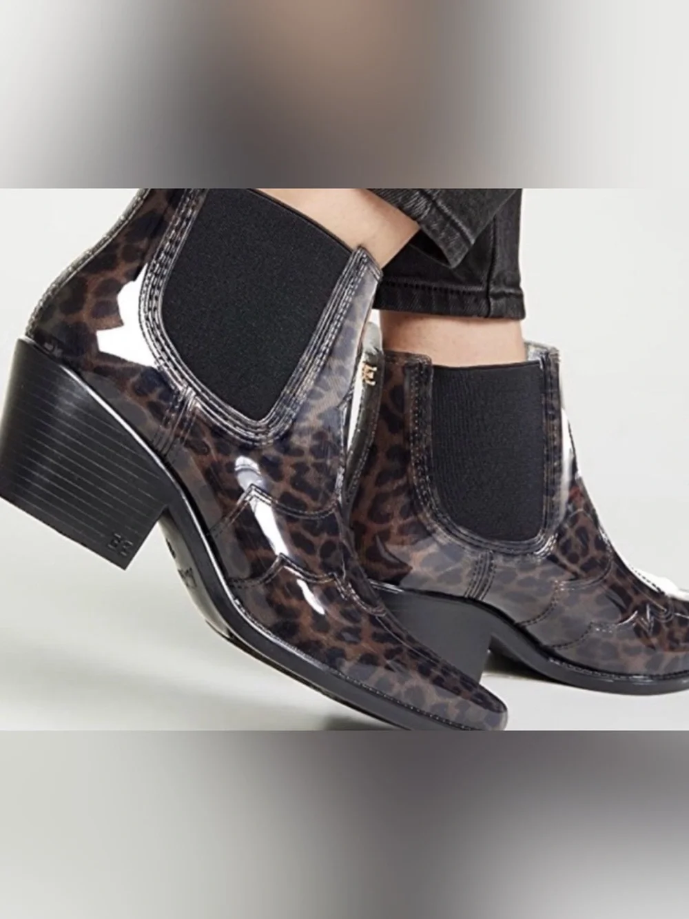 Sam Edelman Leopard-Print Winona Ankle Rain Boots in Brown and Black
